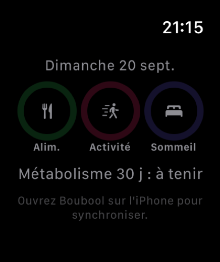 Boubool sur Apple Watch : les trois anneaux leviers et la trajectoire métabolisme